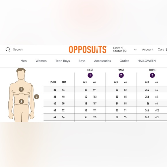 OppoSuits America Blue Star 4th of July Suit Jacket Blazer Men's size 36 Small - Picture 12 of 12